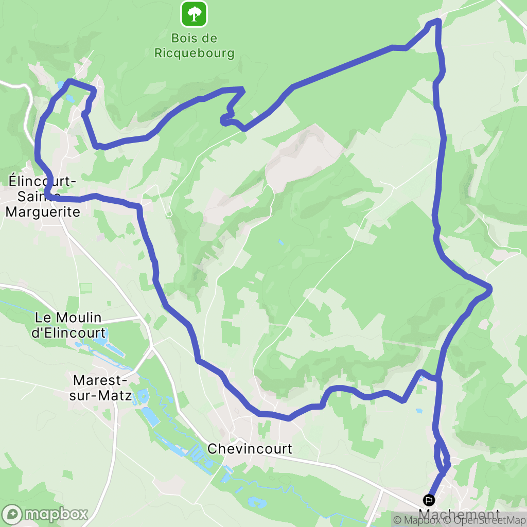 Machemont : carte du parcours de randonnée - France