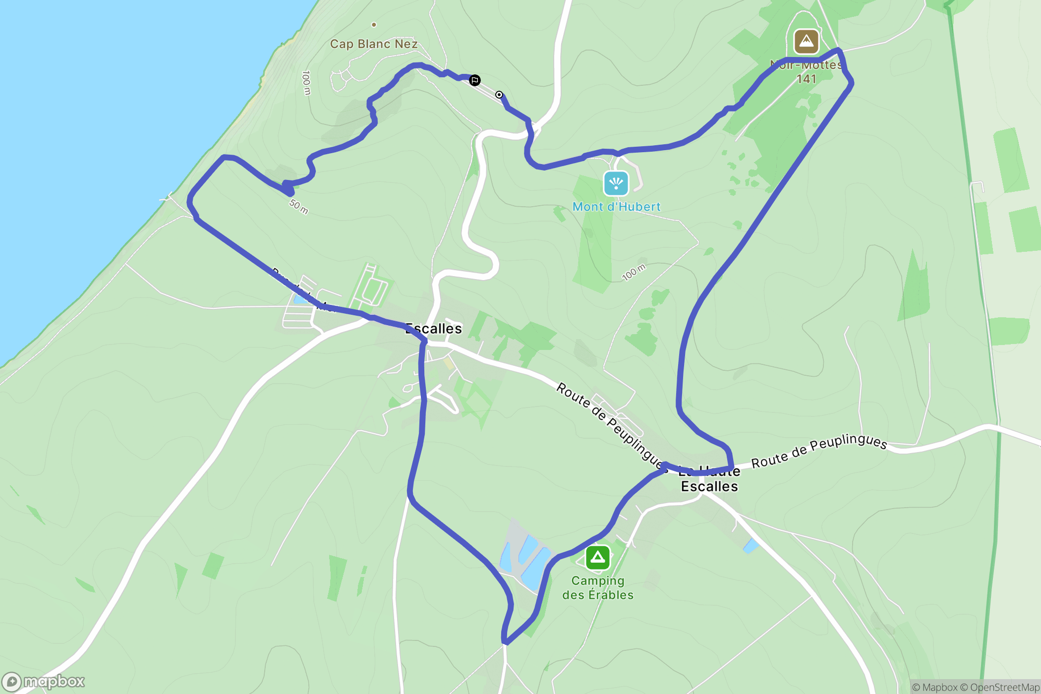Sangatte : carte du parcours de randonnée - France