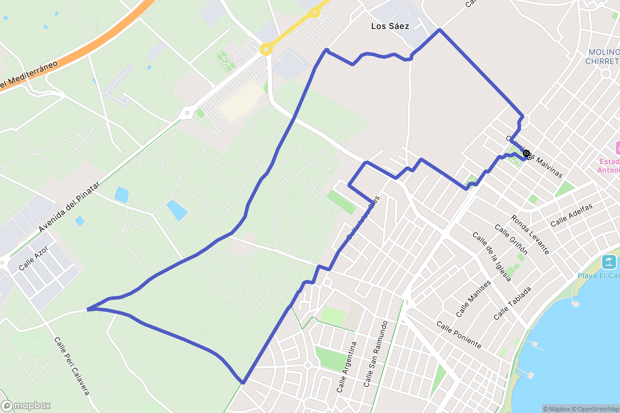 San Javier : carte du parcours de randonnée - Spain