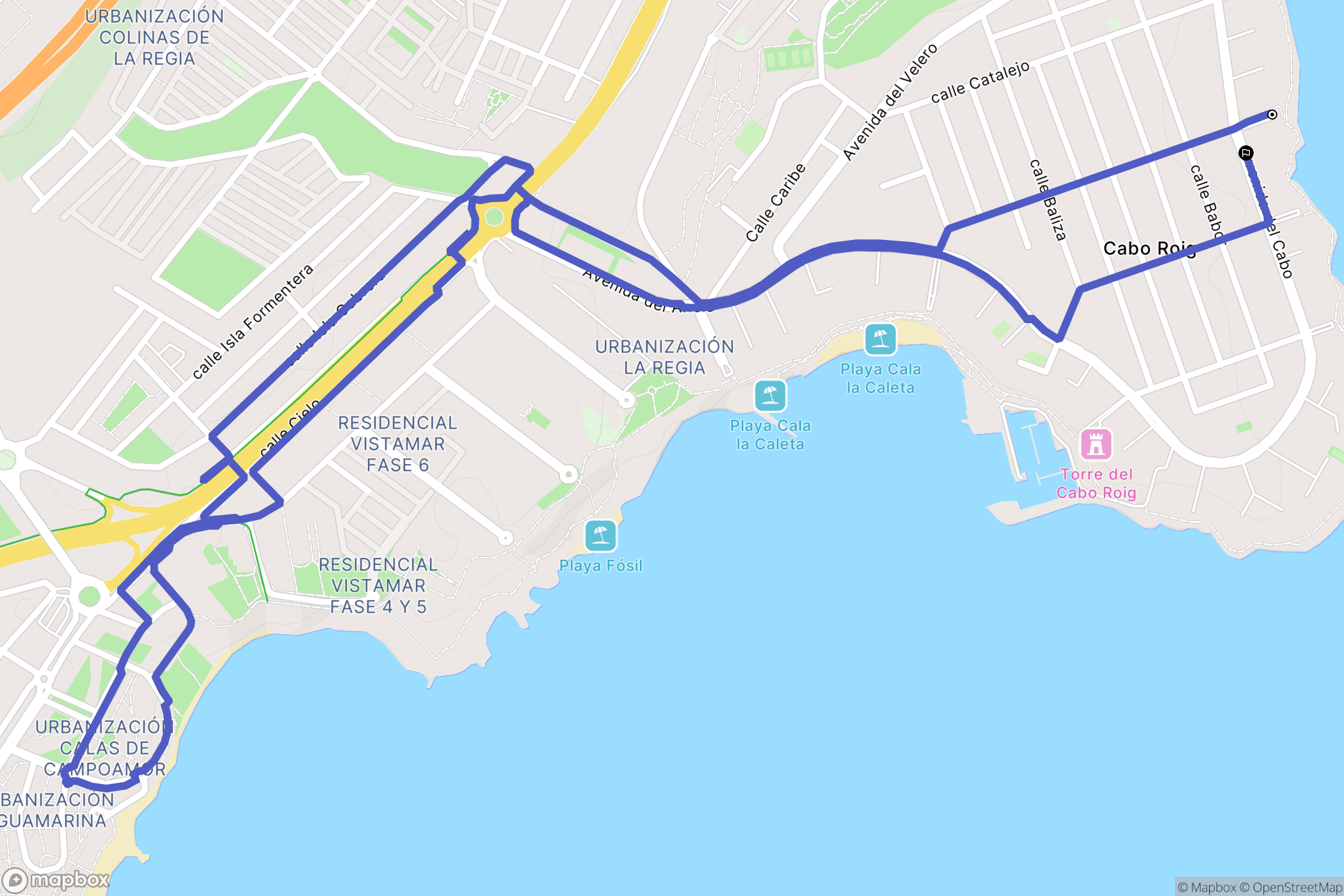 Orihuela : carte du parcours de randonnée - Spain