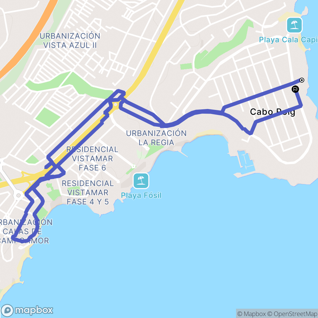 Orihuela : carte du parcours de randonnée - Spain