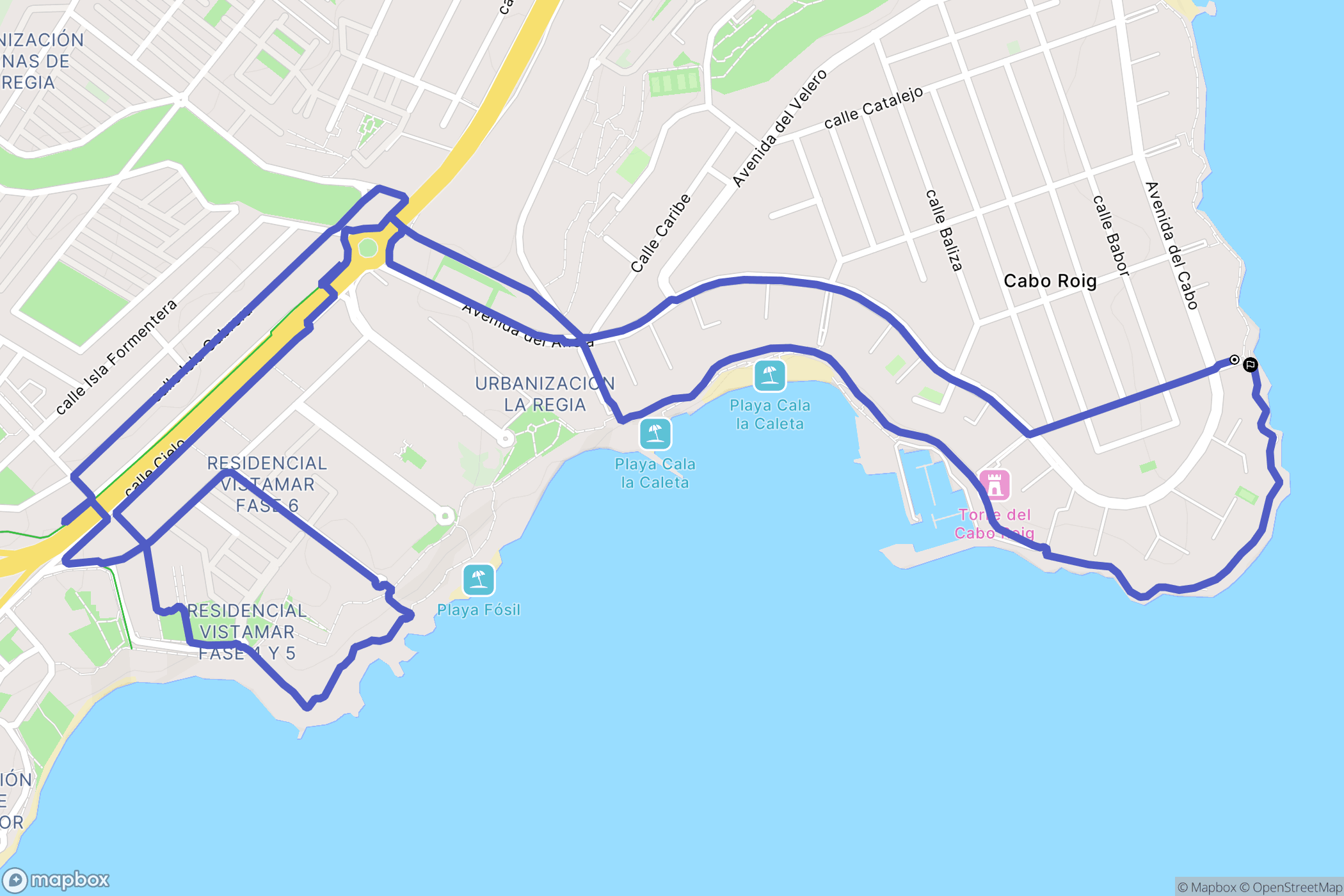 Orihuela : carte du parcours de randonnée - Spain