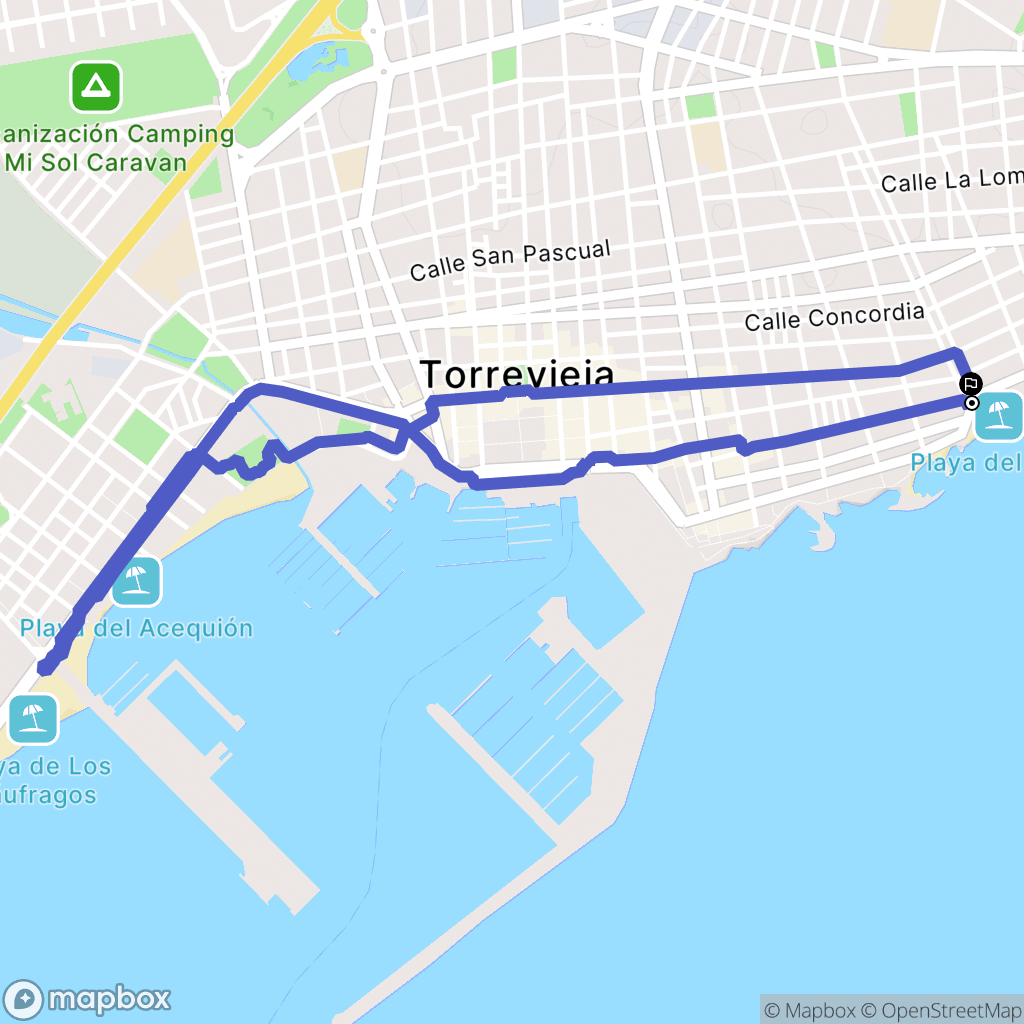 Torrevieja : carte du parcours de randonnée - Spain