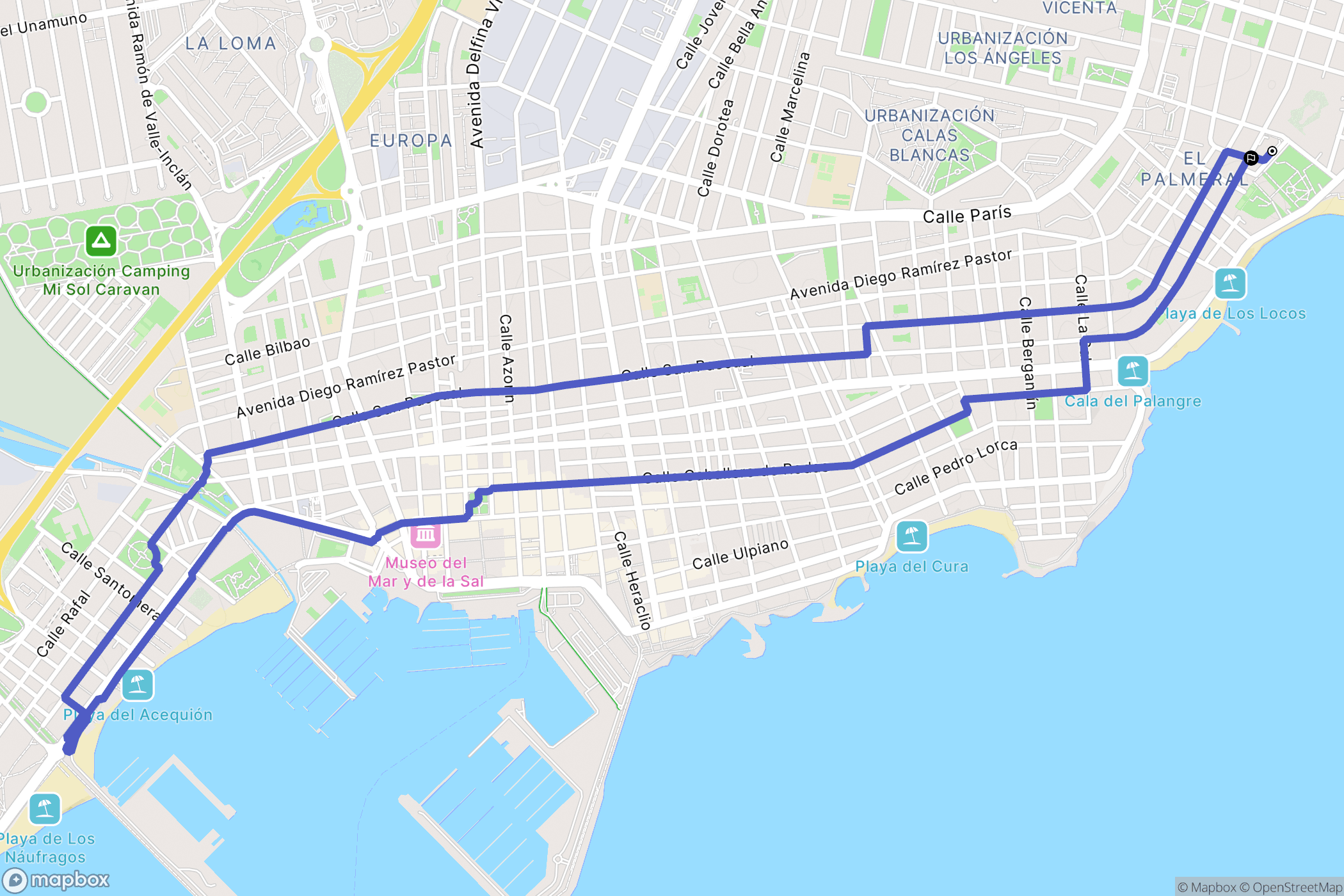 Torrevieja : carte du parcours de randonnée - Spain