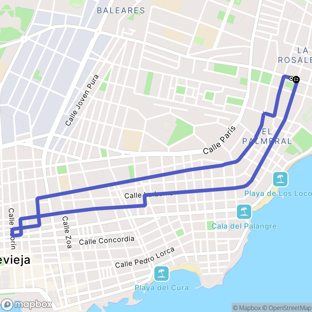 Torrevieja : carte du parcours de randonnée - Spain