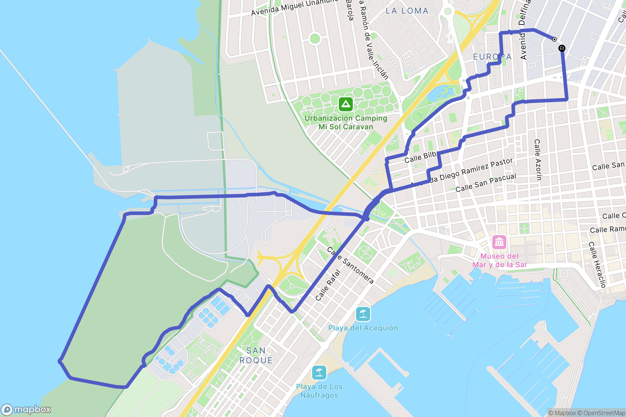 Torrevieja : carte du parcours de randonnée - Spain