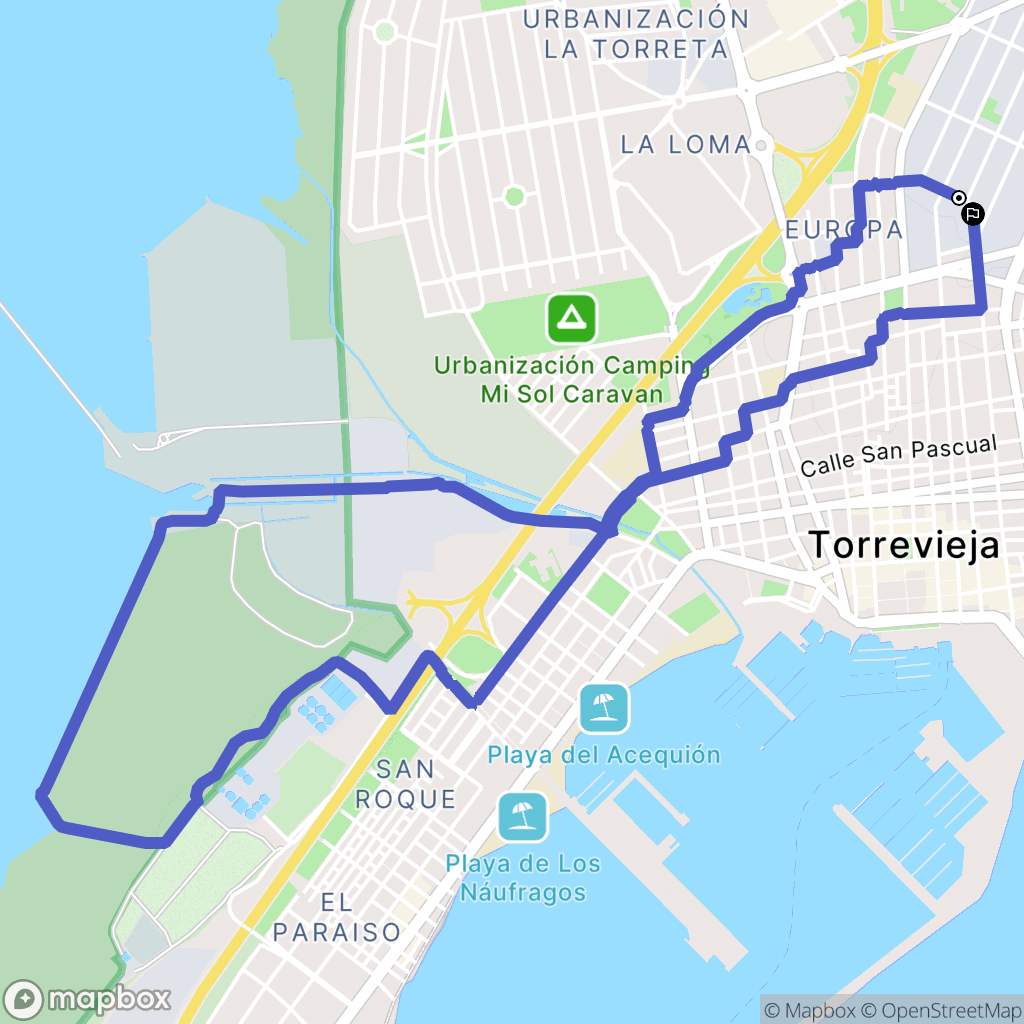 Torrevieja : carte du parcours de randonnée - Spain