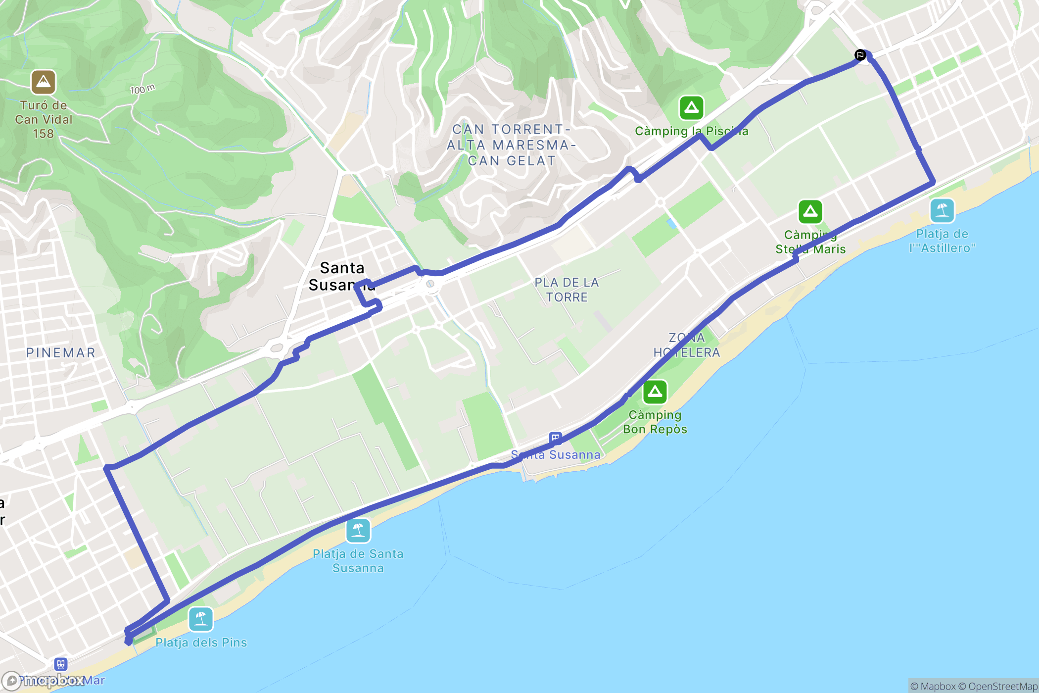 Malgrat de Mar : carte du parcours de randonnée - Spain