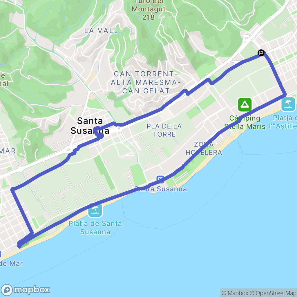 Malgrat de Mar : carte du parcours de randonnée - Spain