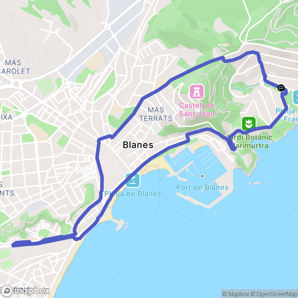Blanes : carte du parcours de randonnée - Spain