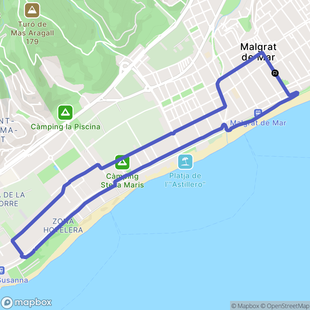 Malgrat de Mar : carte du parcours de randonnée - Spain