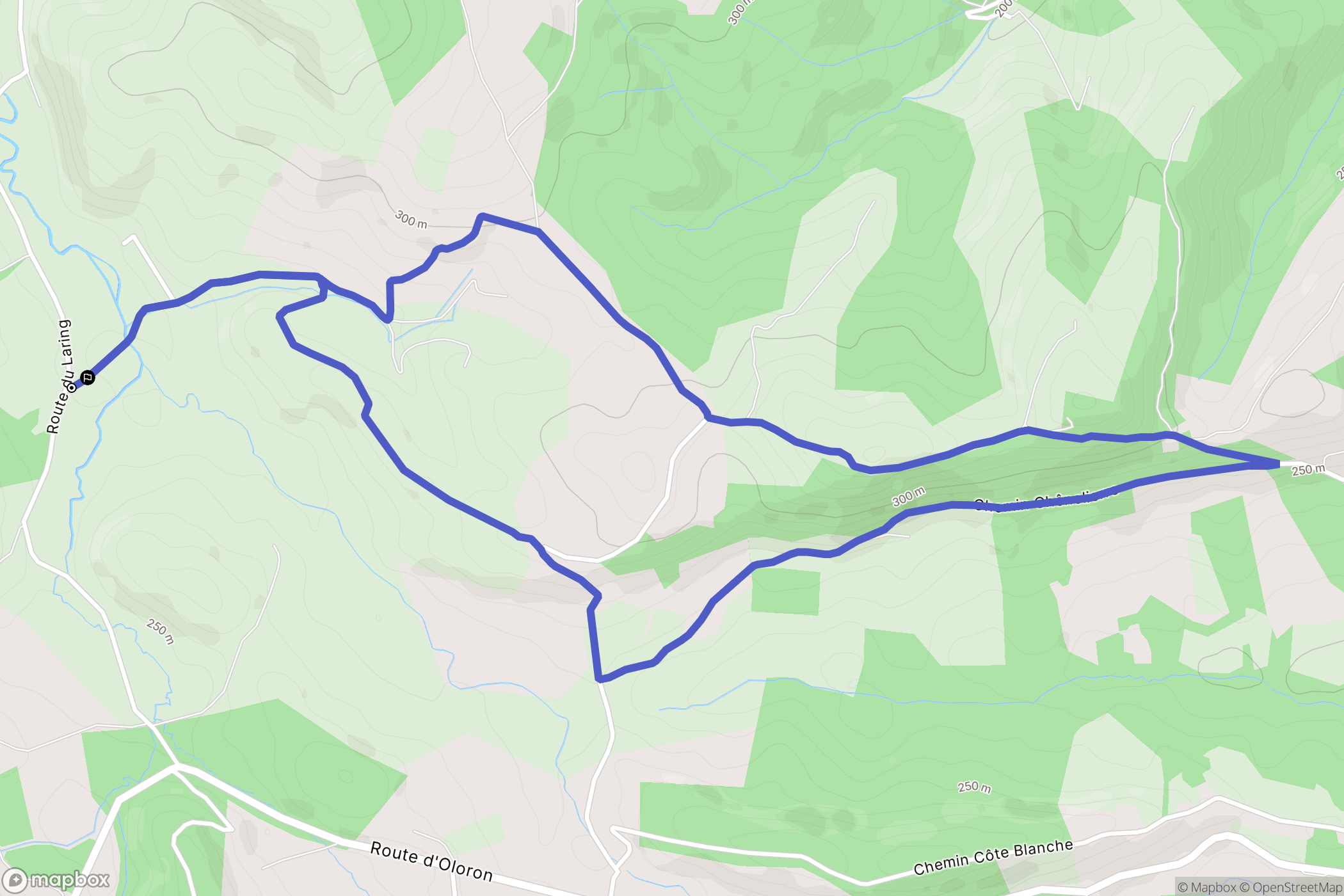 Monein : carte du parcours de randonnée - France