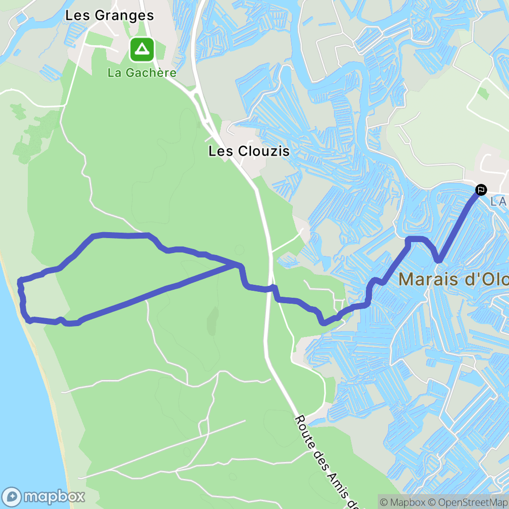 L'Île-d'Olonne : carte du parcours de randonnée - France
