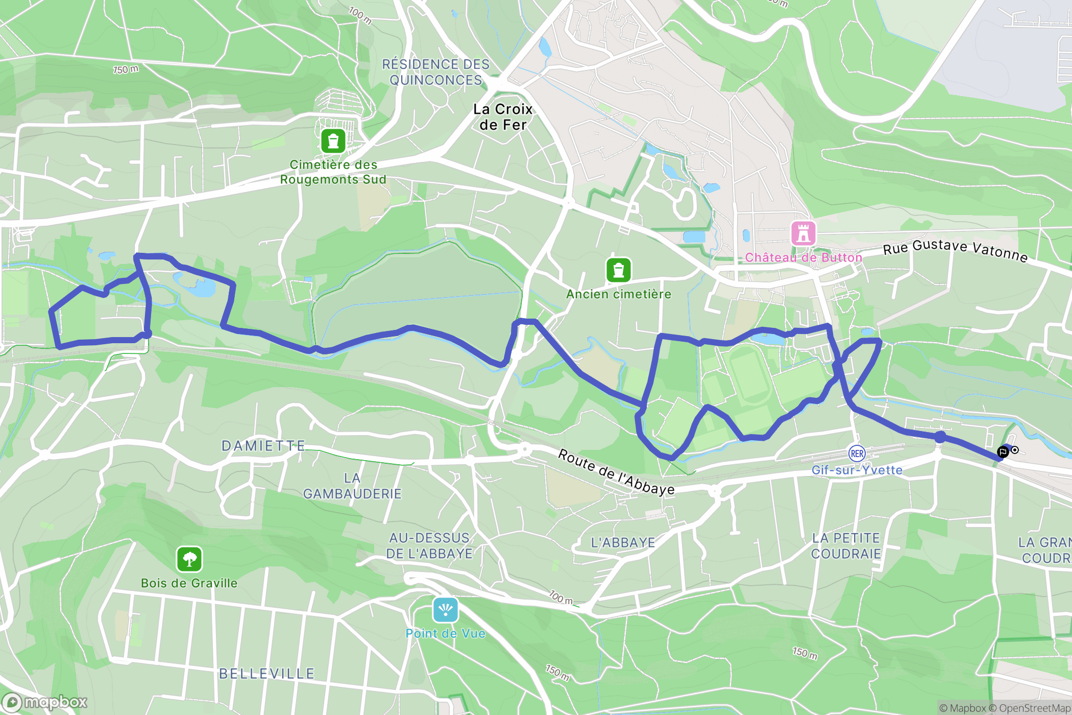 Bures-sur-Yvette : carte du parcours de randonnée - France