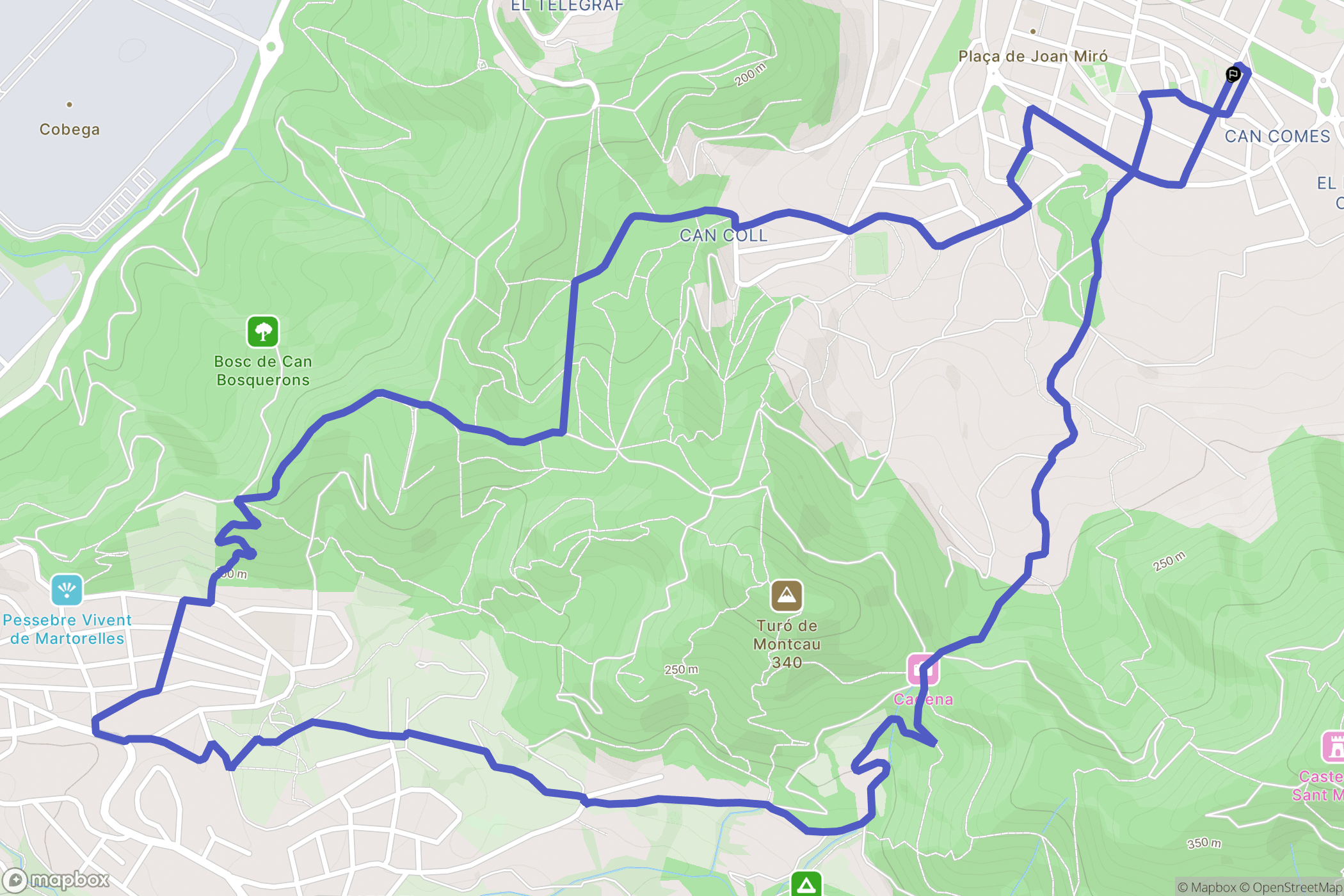 Montornès del Vallès : carte du parcours de randonnée - Spain