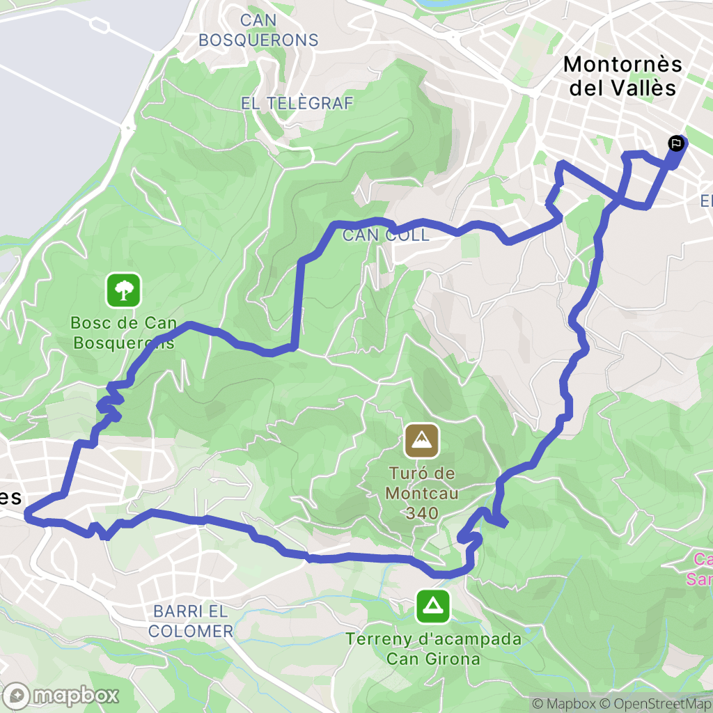 Montornès del Vallès : carte du parcours de randonnée - Spain