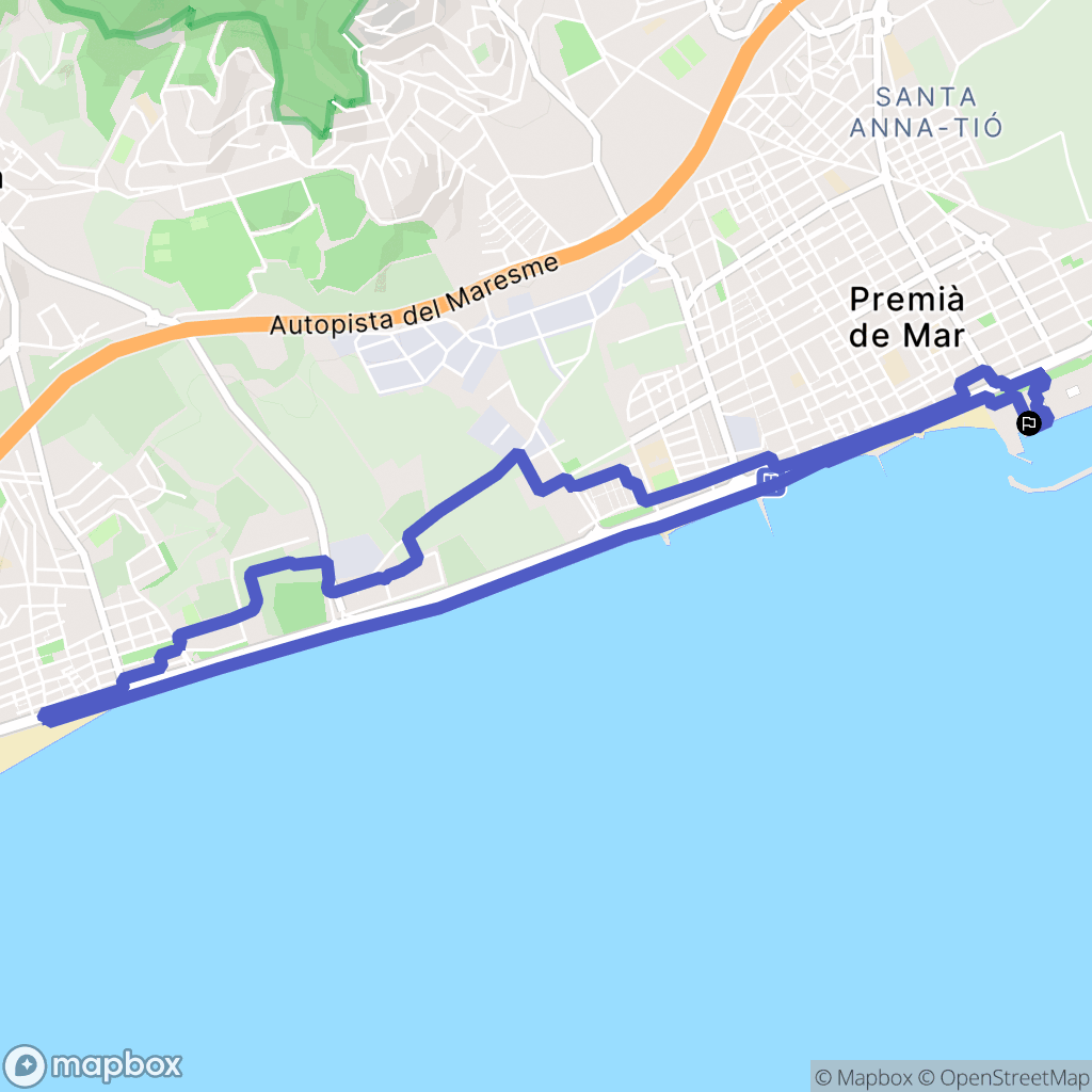 Premià de Mar : carte du parcours de randonnée - Spain