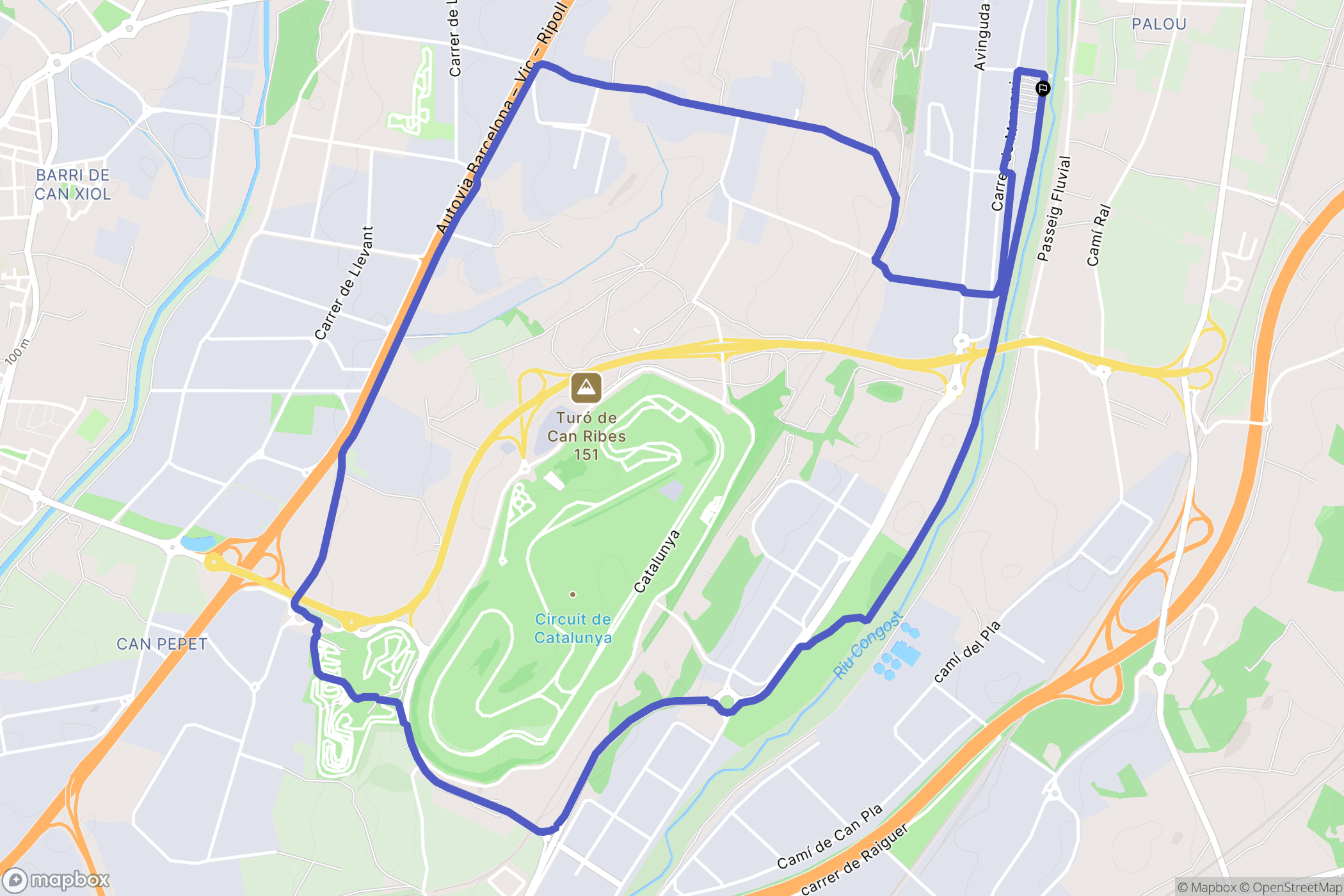 Granollers : carte du parcours de randonnée - Spain