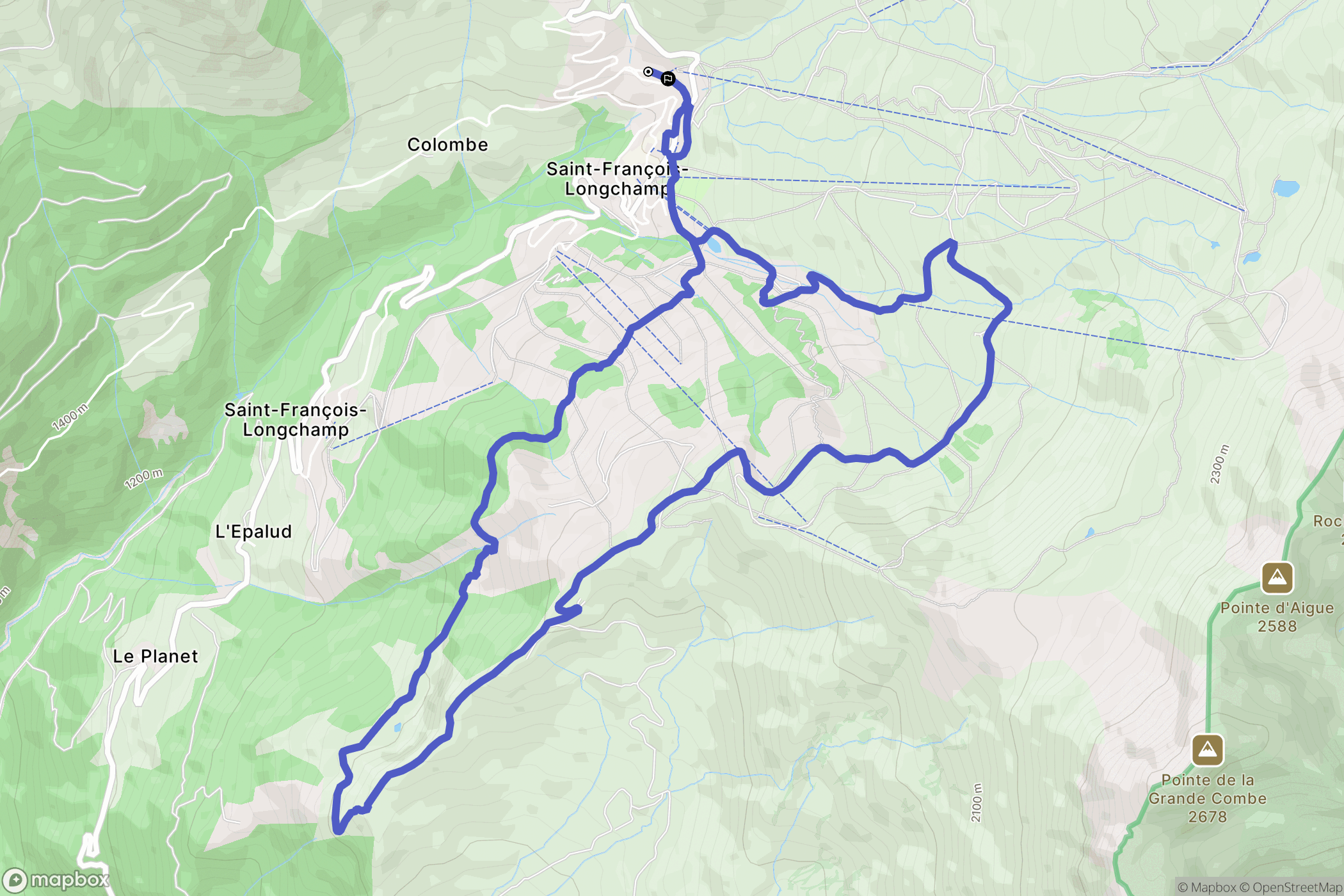 Saint-François-Longchamp : carte du parcours de randonnée - France
