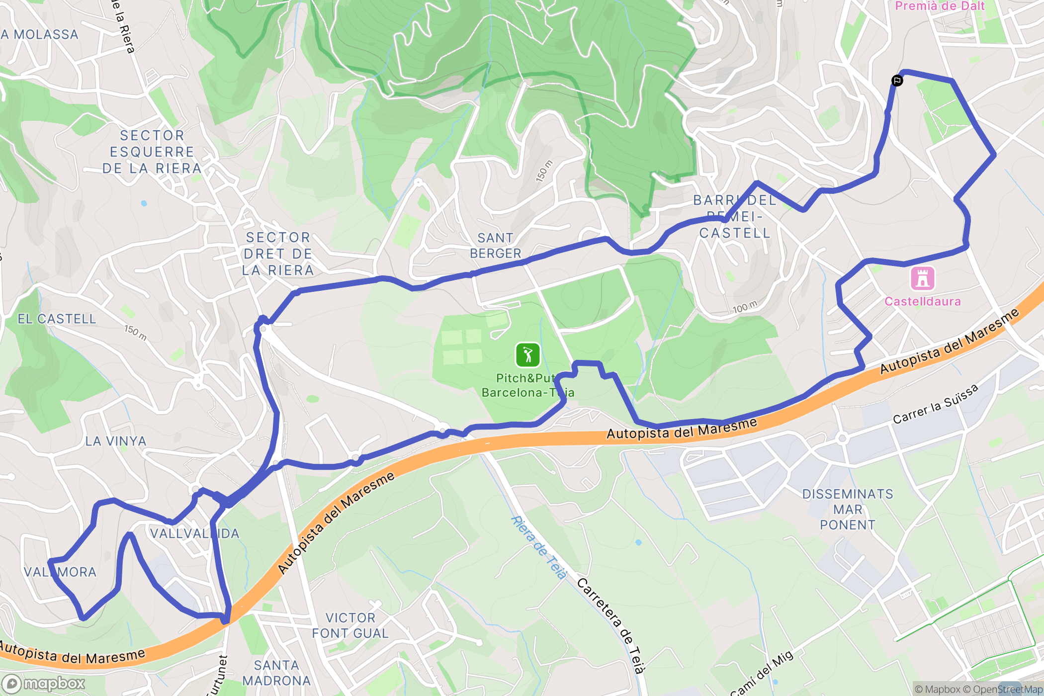 Premià de Dalt : carte du parcours de randonnée - Spain