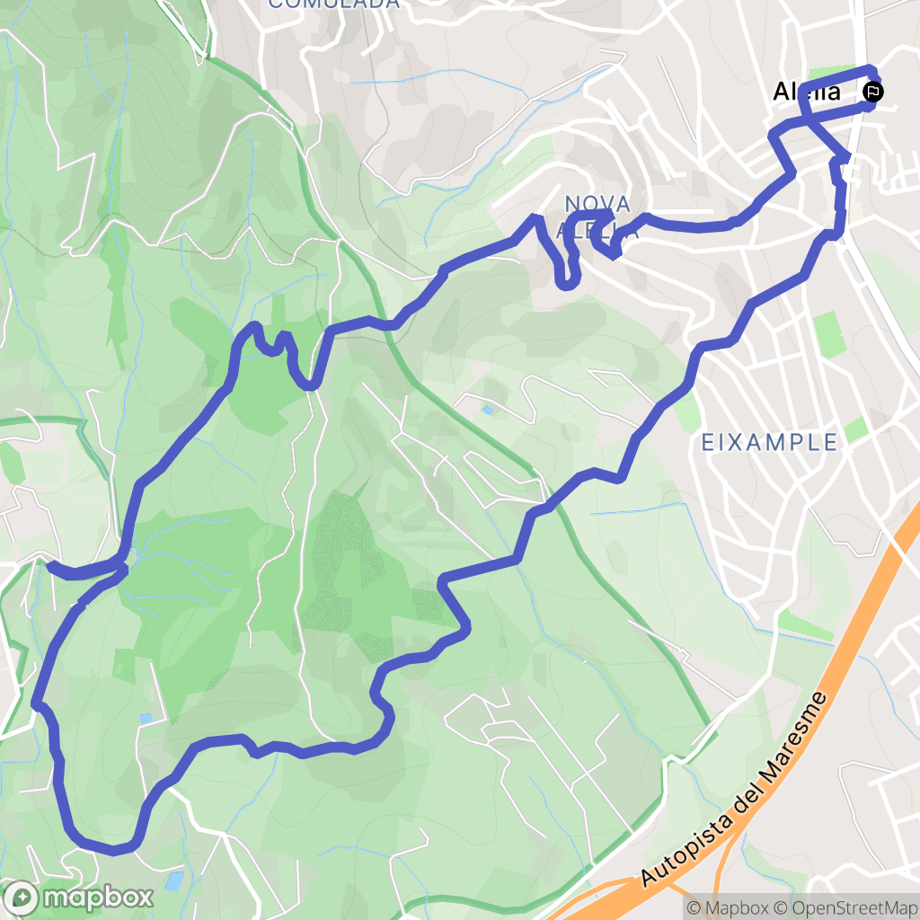 Alella : carte du parcours de randonnée - Spain