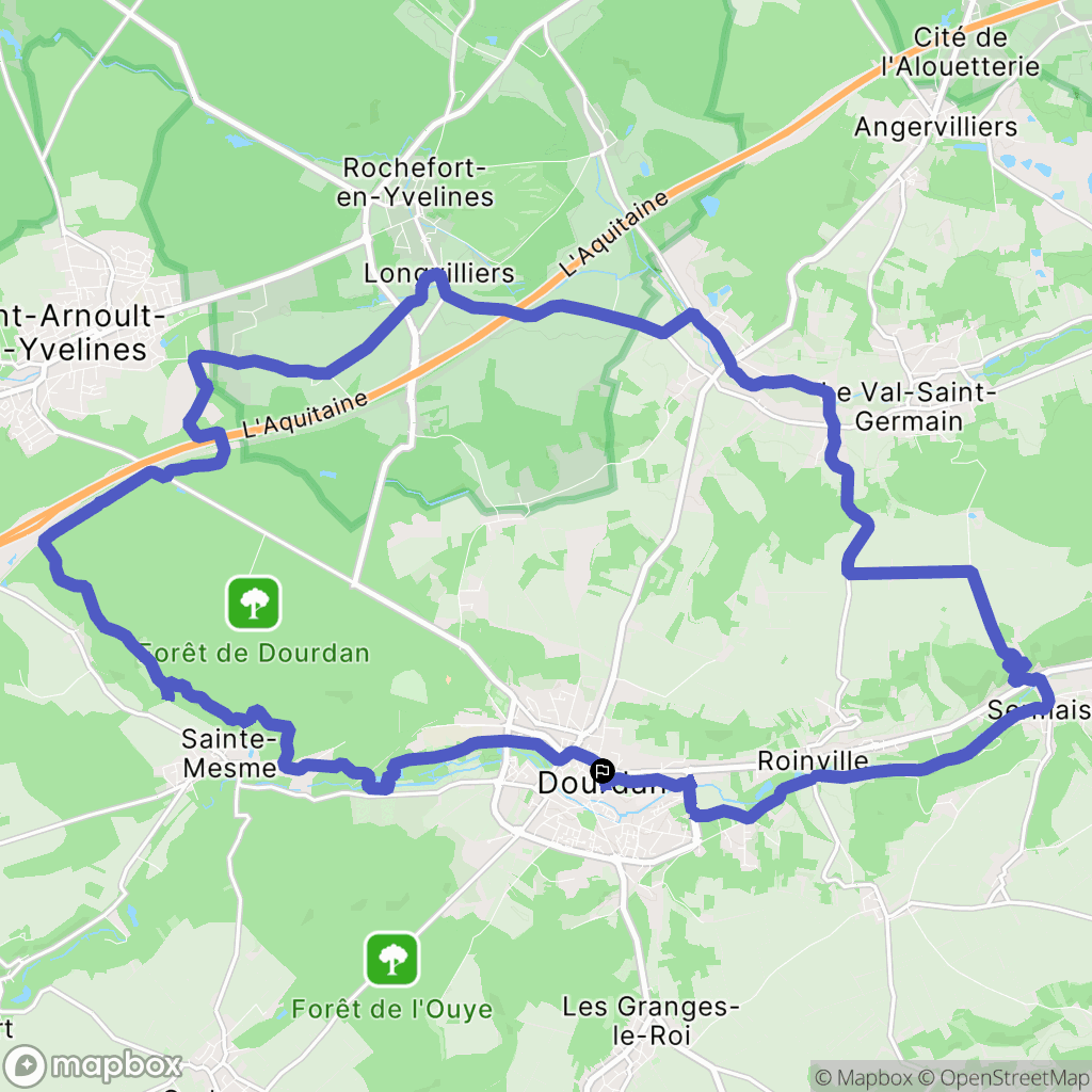 Dourdan : carte du parcours de randonnée - France