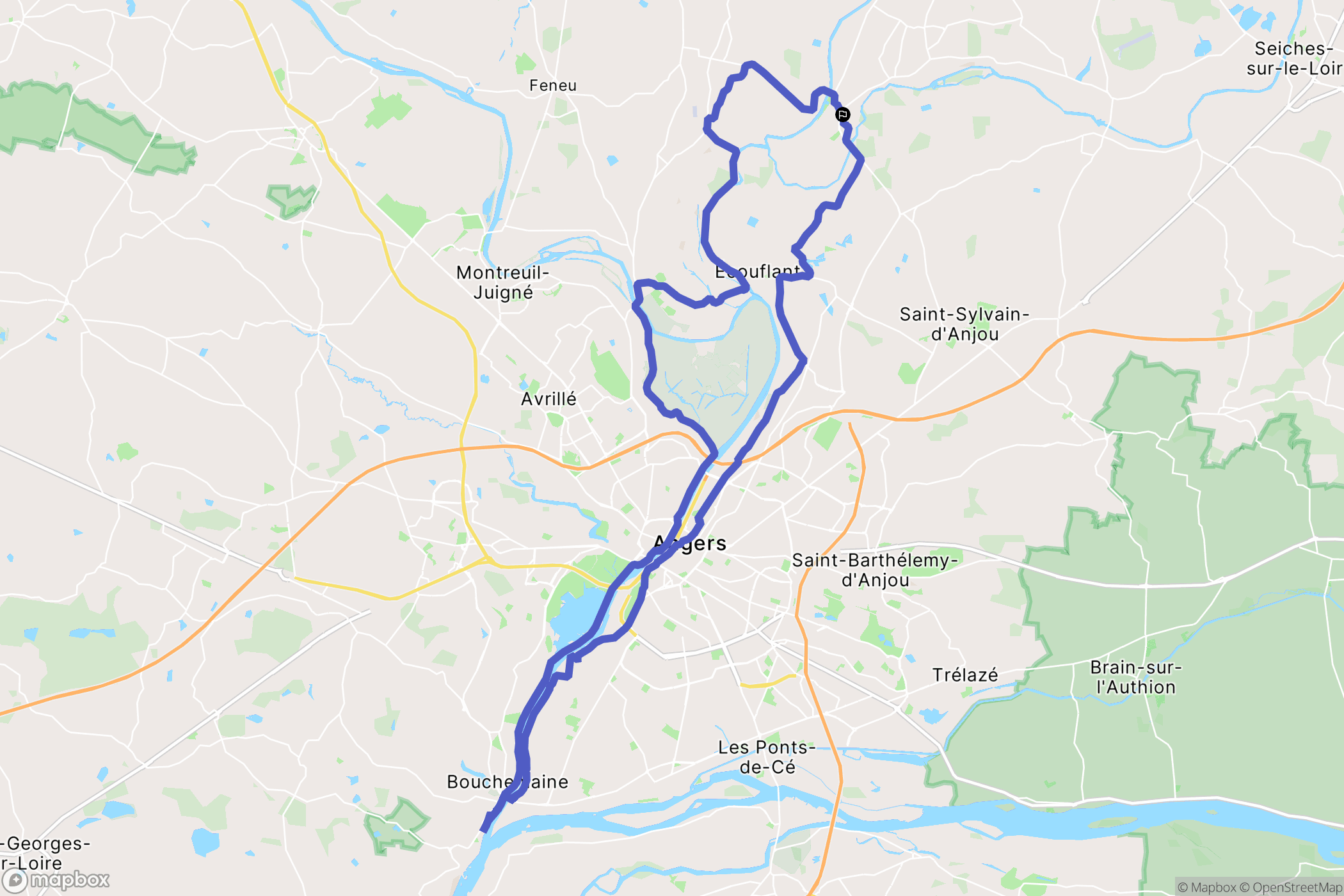 Briollay : carte du parcours de randonnée - France