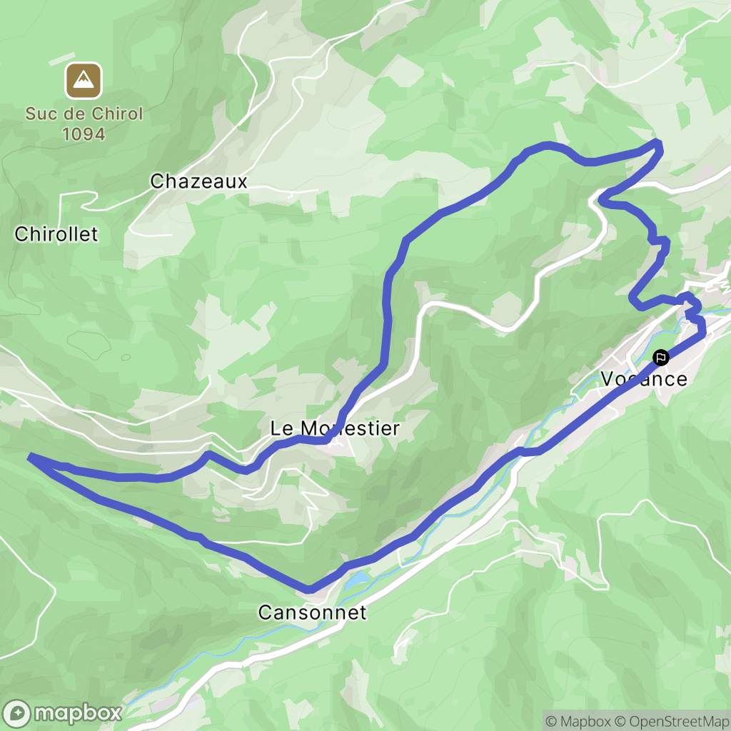 Vocance : carte du parcours de randonnée - France