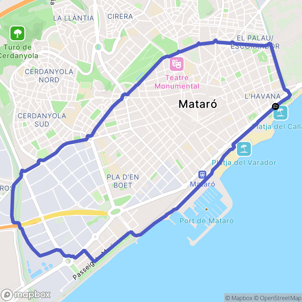Mataró : carte du parcours de randonnée - Spain