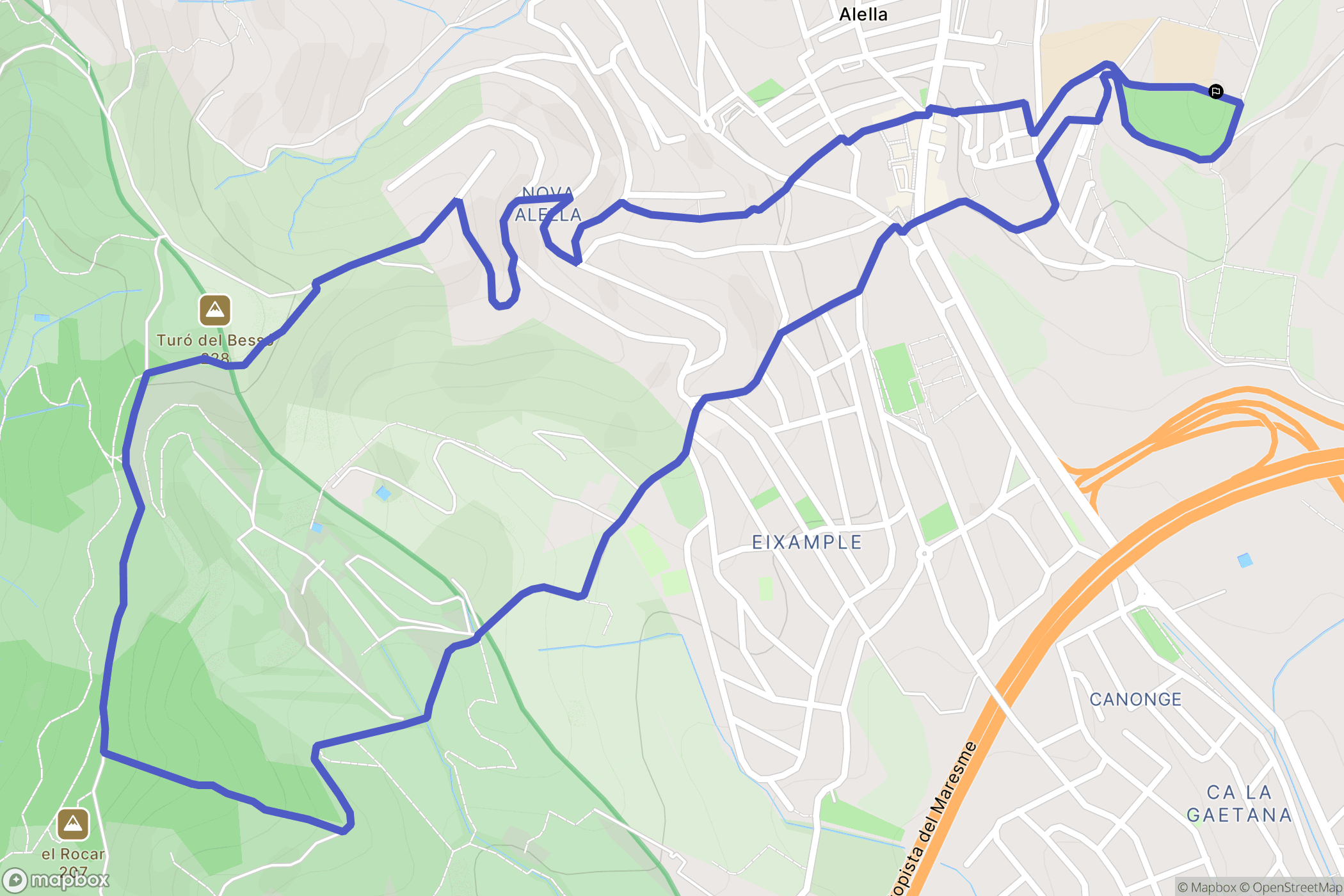 Alella : carte du parcours de randonnée - Spain