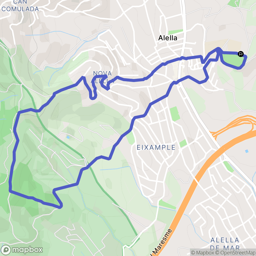 Alella : carte du parcours de randonnée - Spain