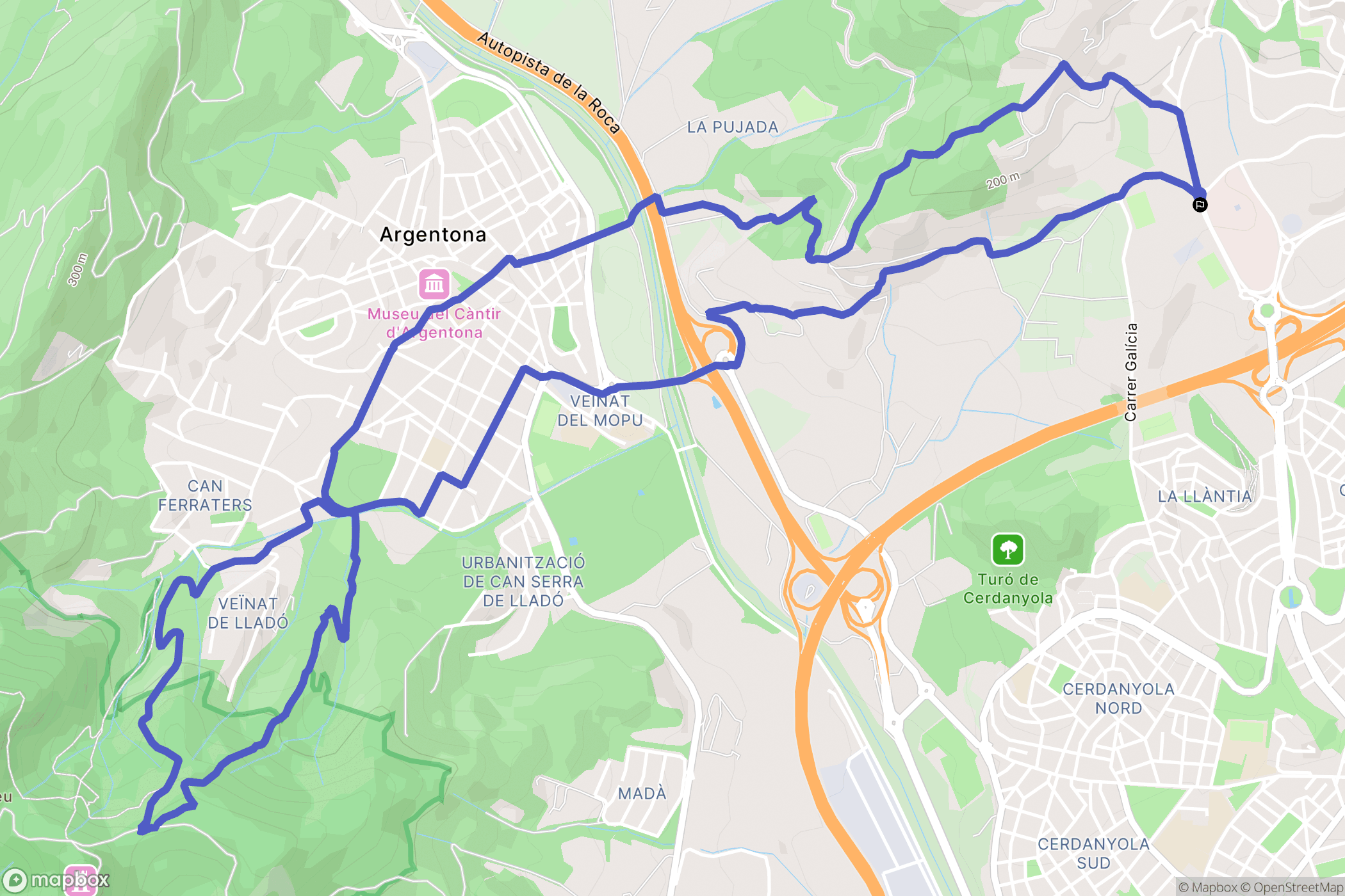 Mataró : carte du parcours de randonnée - Spain