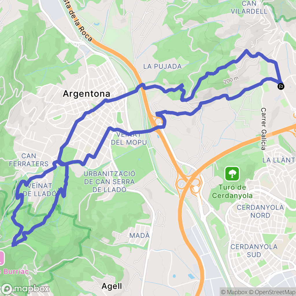 Mataró : carte du parcours de randonnée - Spain