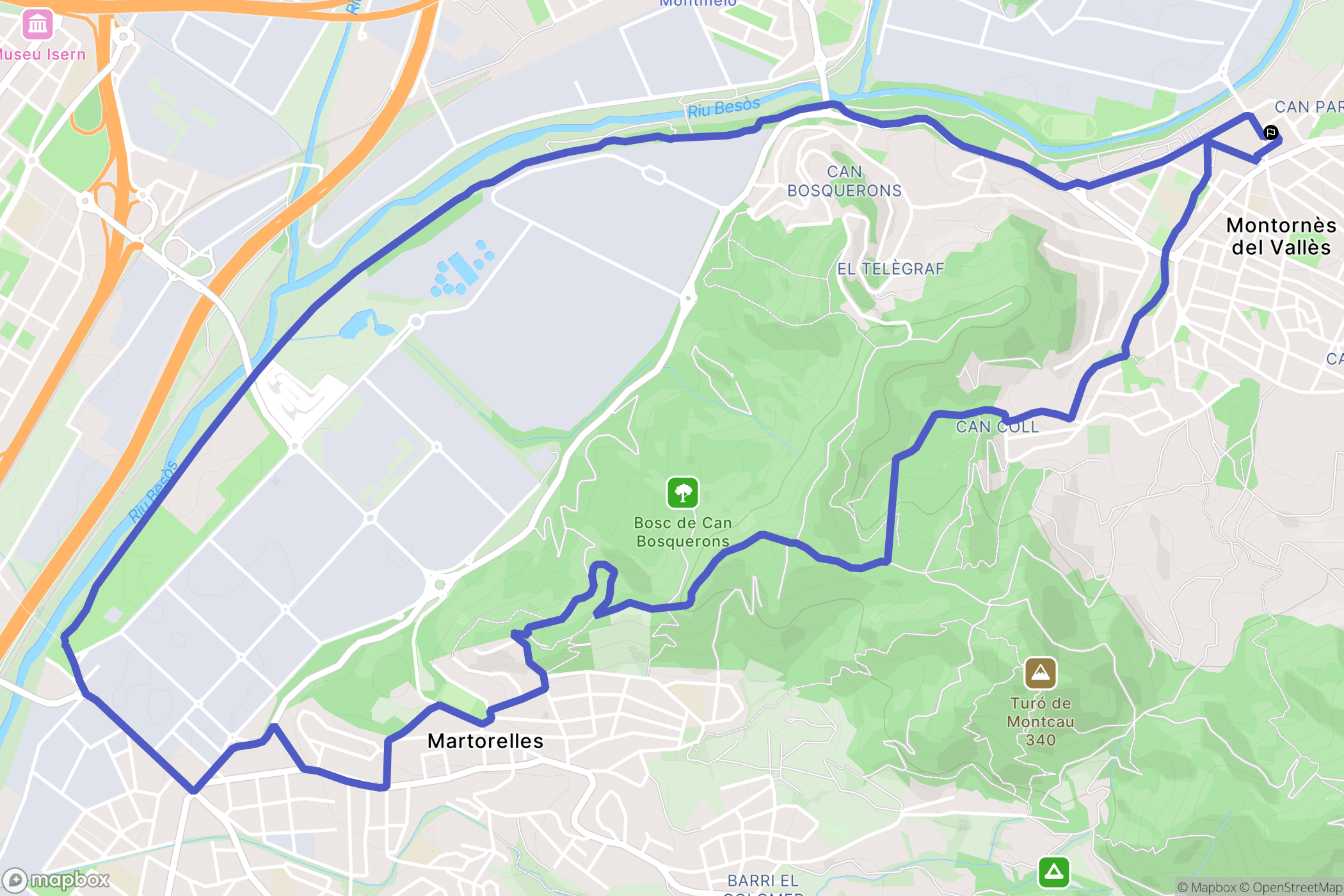Montornès del Vallès : carte du parcours de randonnée - Spain