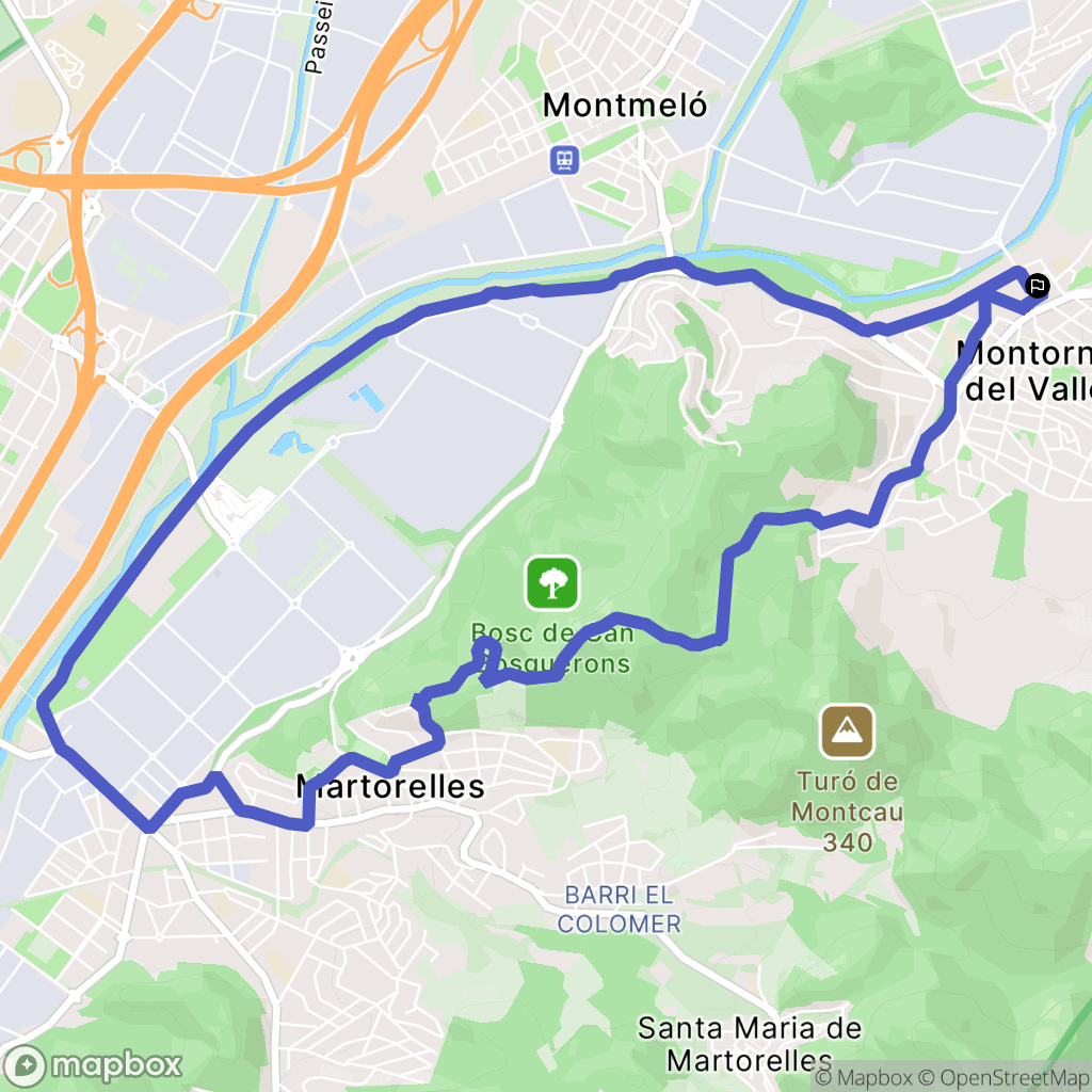 Montornès del Vallès : carte du parcours de randonnée - Spain