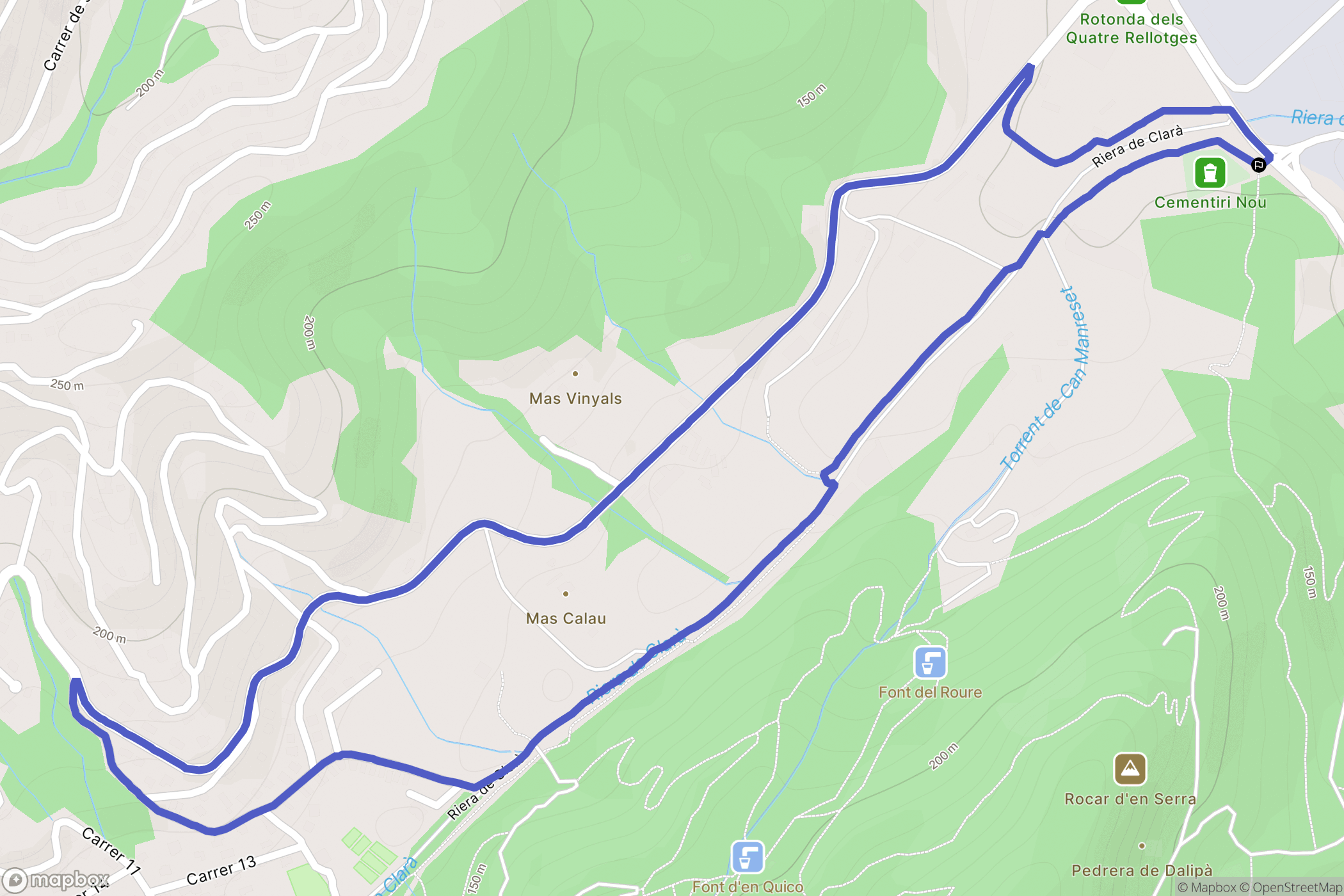 Argentona : carte du parcours de randonnée - Spain