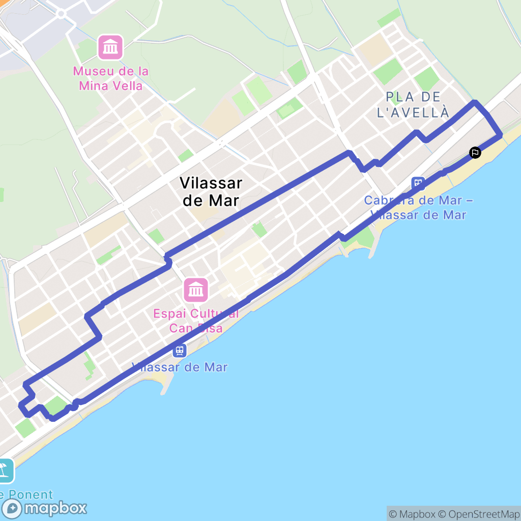 Cabrera de Mar : carte du parcours de randonnée - Spain