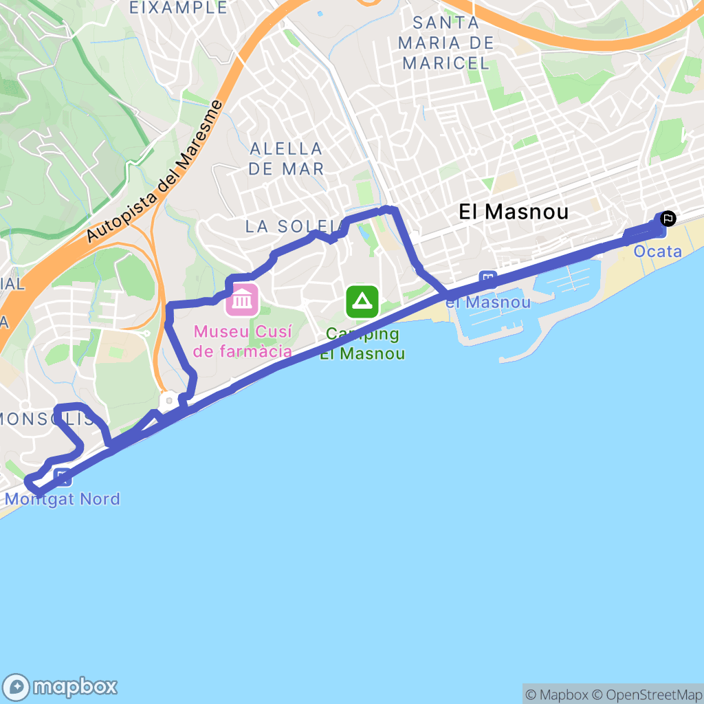 El Masnou : carte du parcours de randonnée - Spain