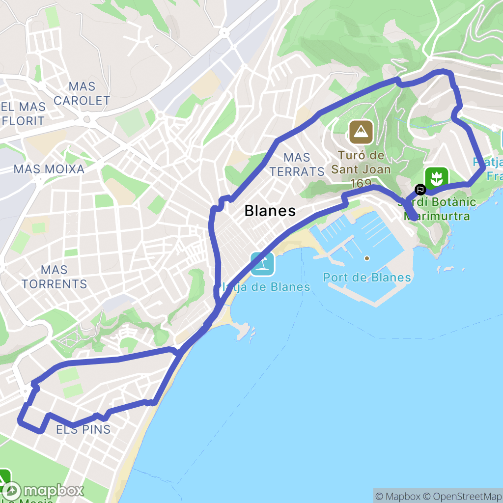 Blanes : carte du parcours de randonnée - Spain