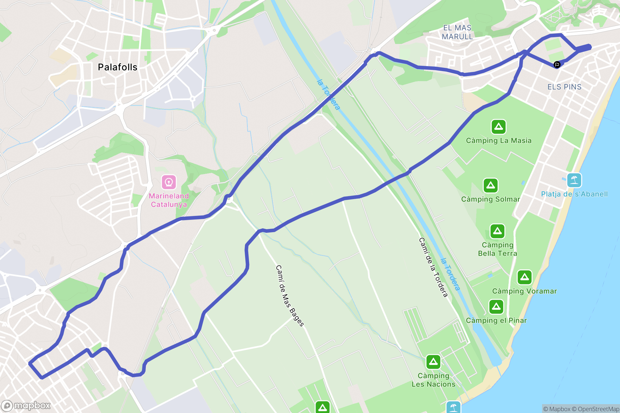 Blanes : carte du parcours de randonnée - Spain