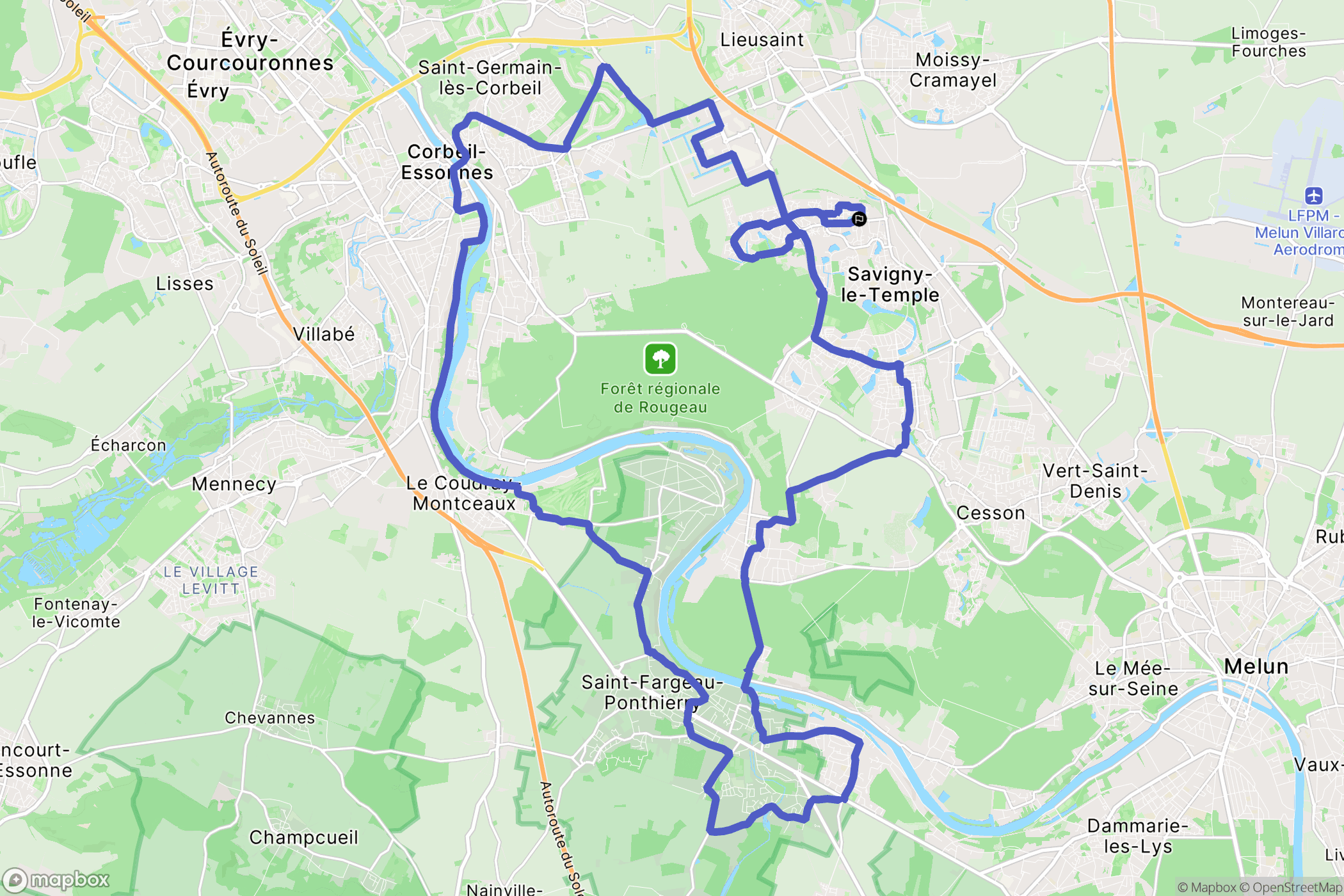 Savigny-le-Temple : carte du parcours de randonnée - France