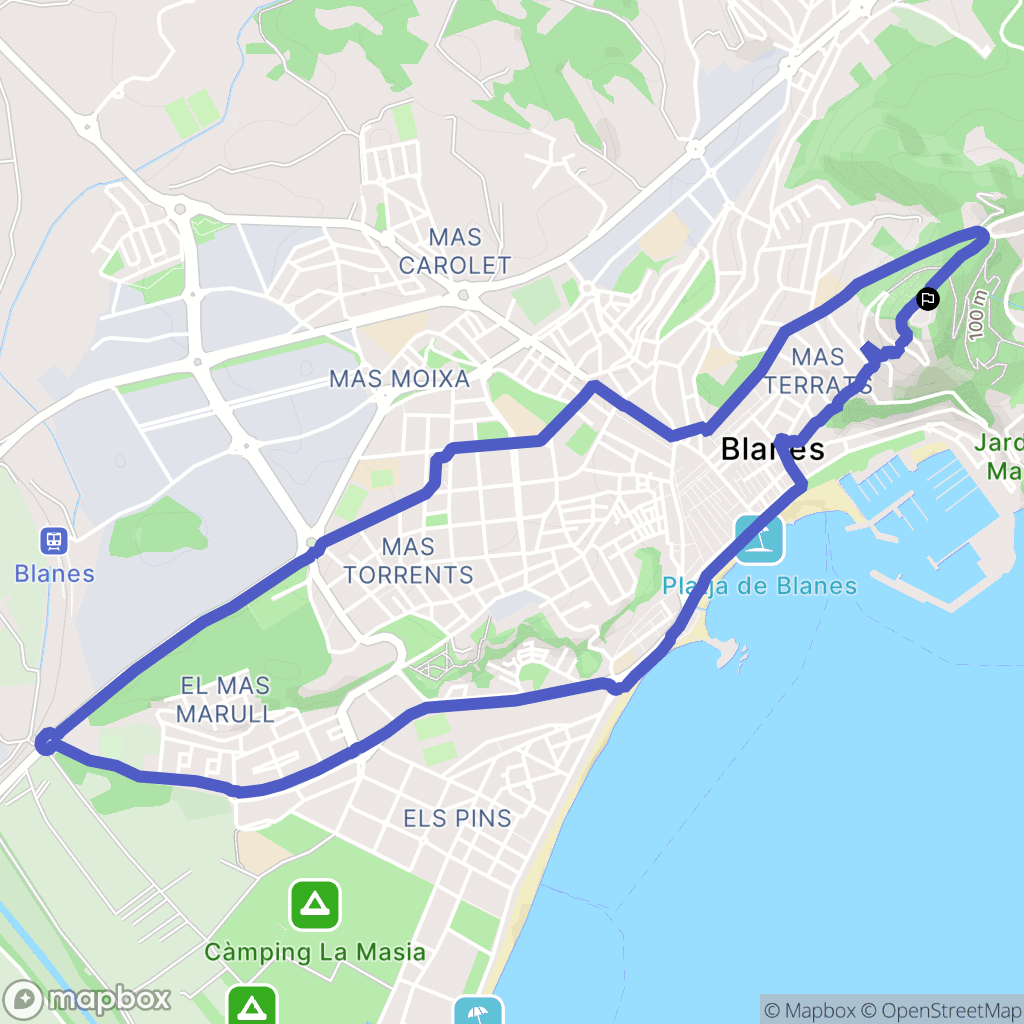 Blanes : carte du parcours de randonnée - Spain