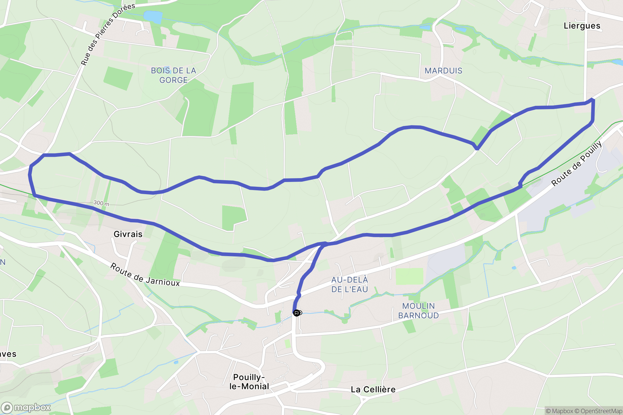 Porte des Pierres Dorées : carte du parcours de randonnée - France