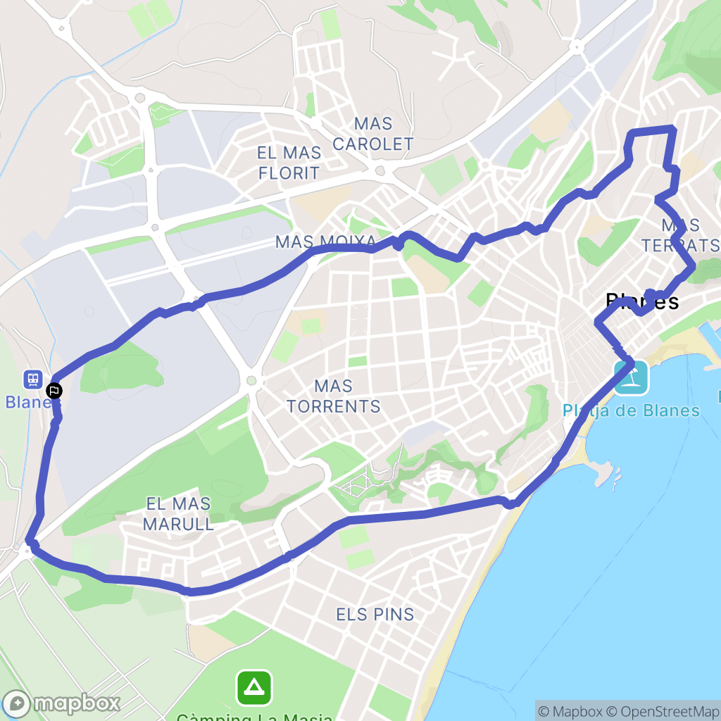 Blanes : carte du parcours de randonnée - Spain