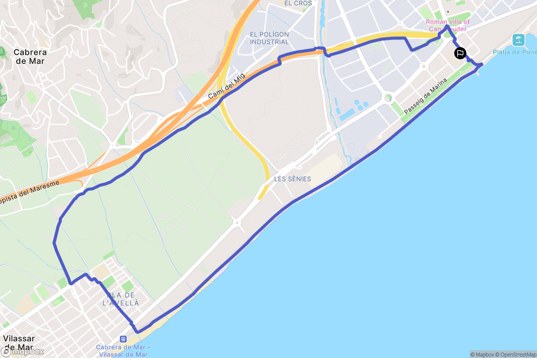Mataró : carte du parcours de randonnée - Spain