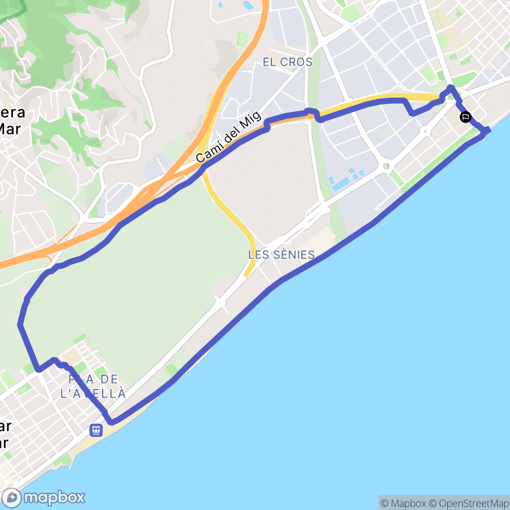 Mataró : carte du parcours de randonnée - Spain