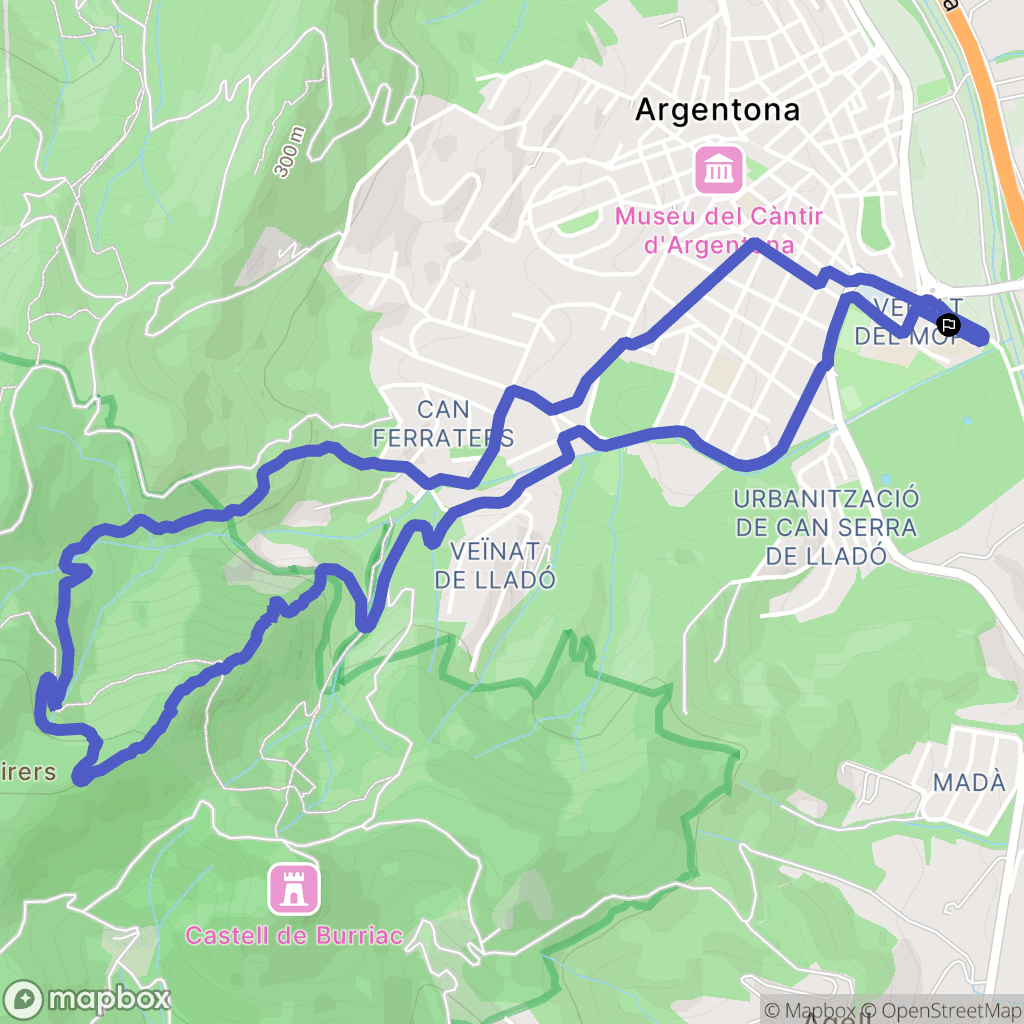 Argentona : carte du parcours de randonnée - Spain