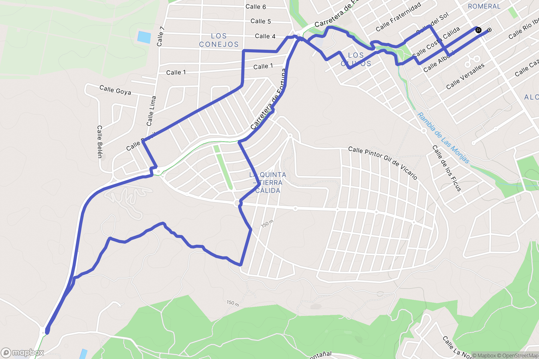 La Alcayna : carte du parcours de randonnée - Spain