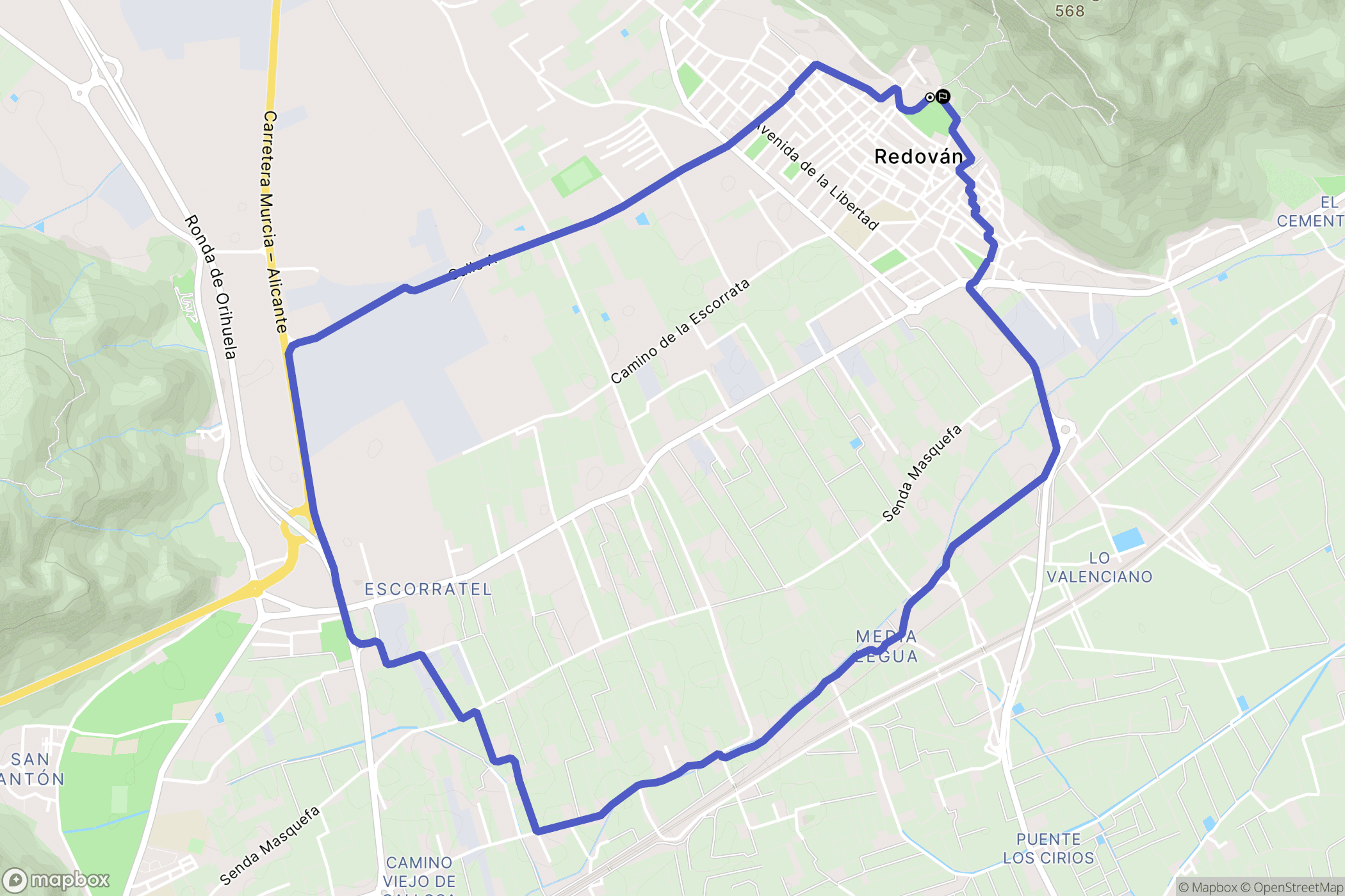 Redován : carte du parcours de randonnée - Spain