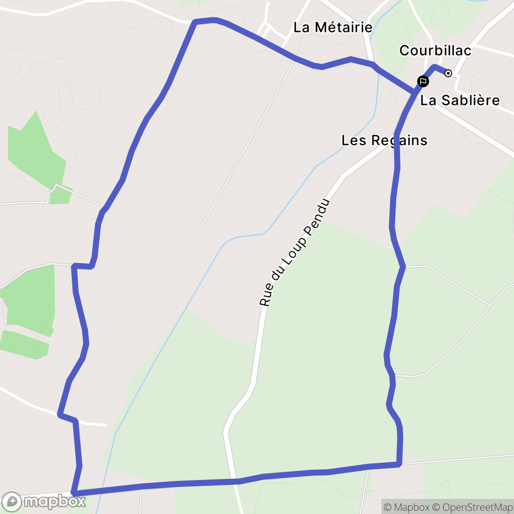 Courbillac : carte du parcours de randonnée - France